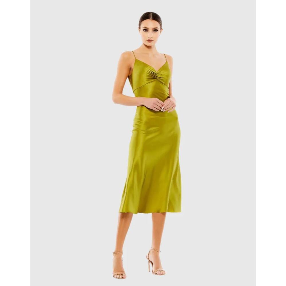 NWT Mac Duggal Apparel Green Spaghetti Strap Charmeuse Slip Dress Size 0